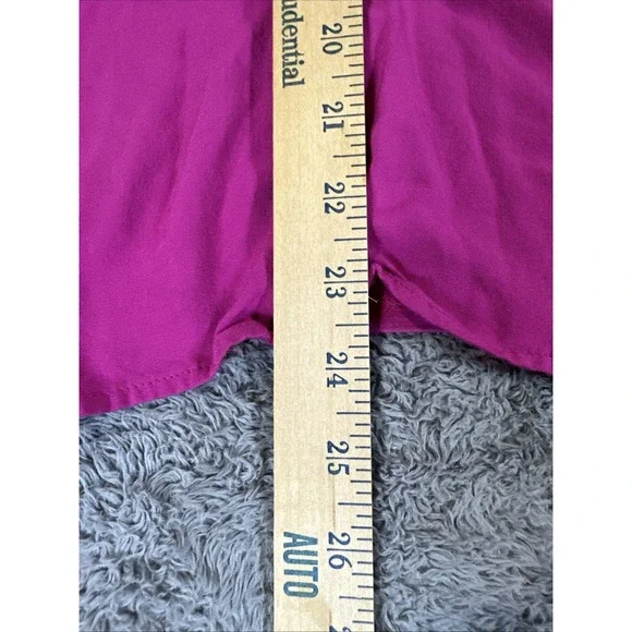 Pleione Women's Pink V Neck Long Sleeve Collared Stretch Blouse Top Size Medium - Picture 4 of 8